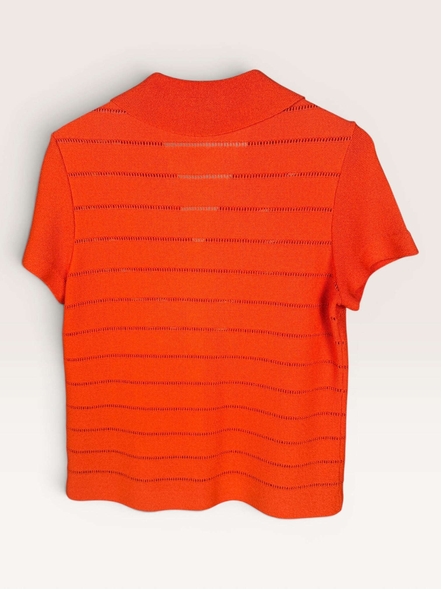 Kimberley Orange Striped Collared Knit Shirt