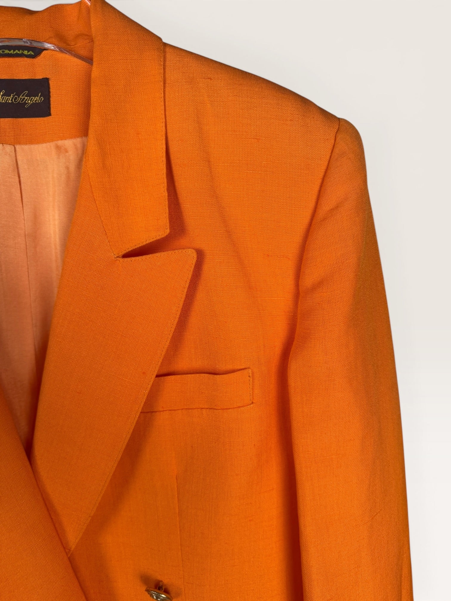 Giorgio Sant'Angelo 1970s Bright Orange Linen-Rayon Suit Set