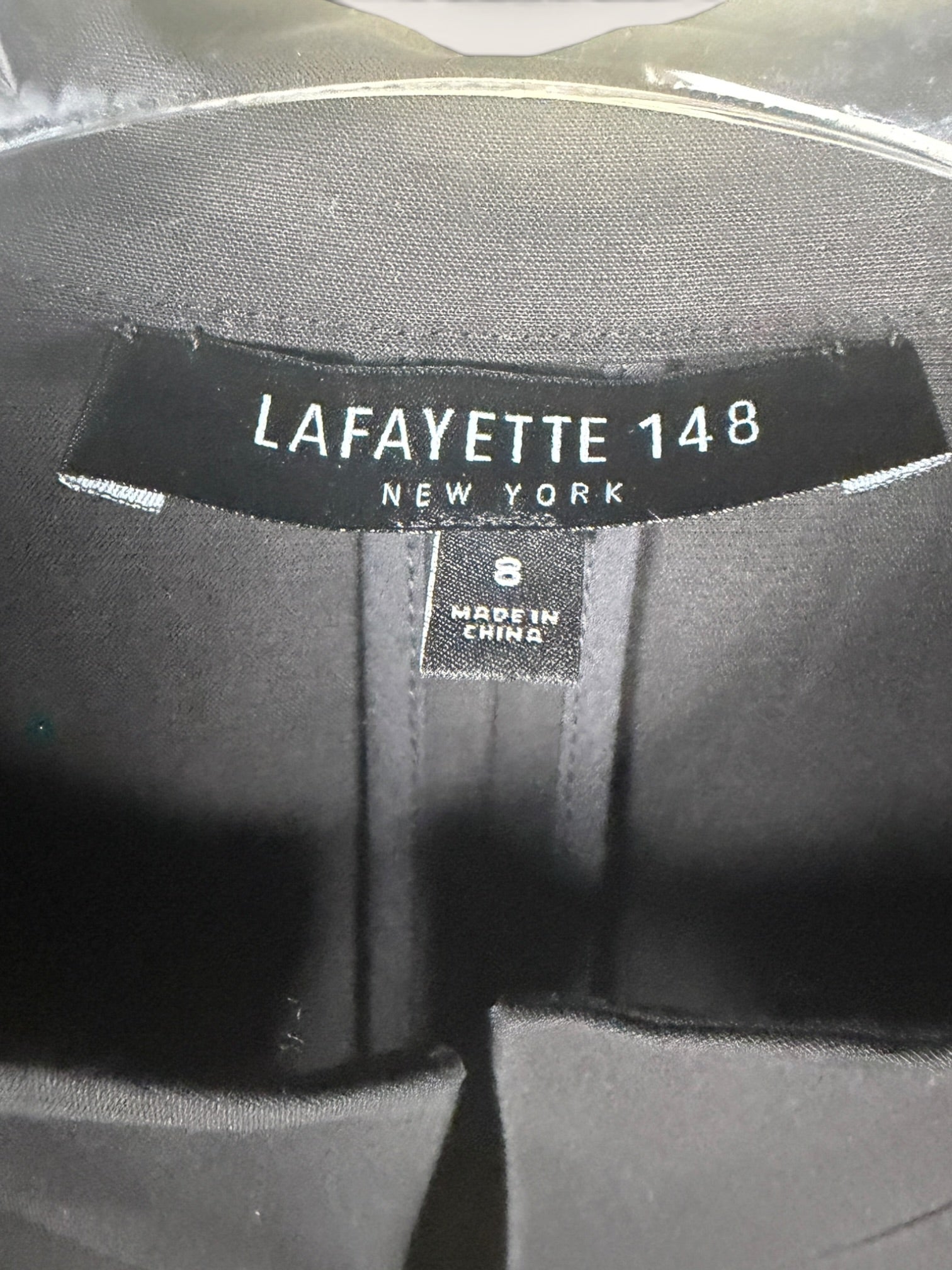 Lafayette 148 New York Black Zip Front Dress with Perforated Sleeves