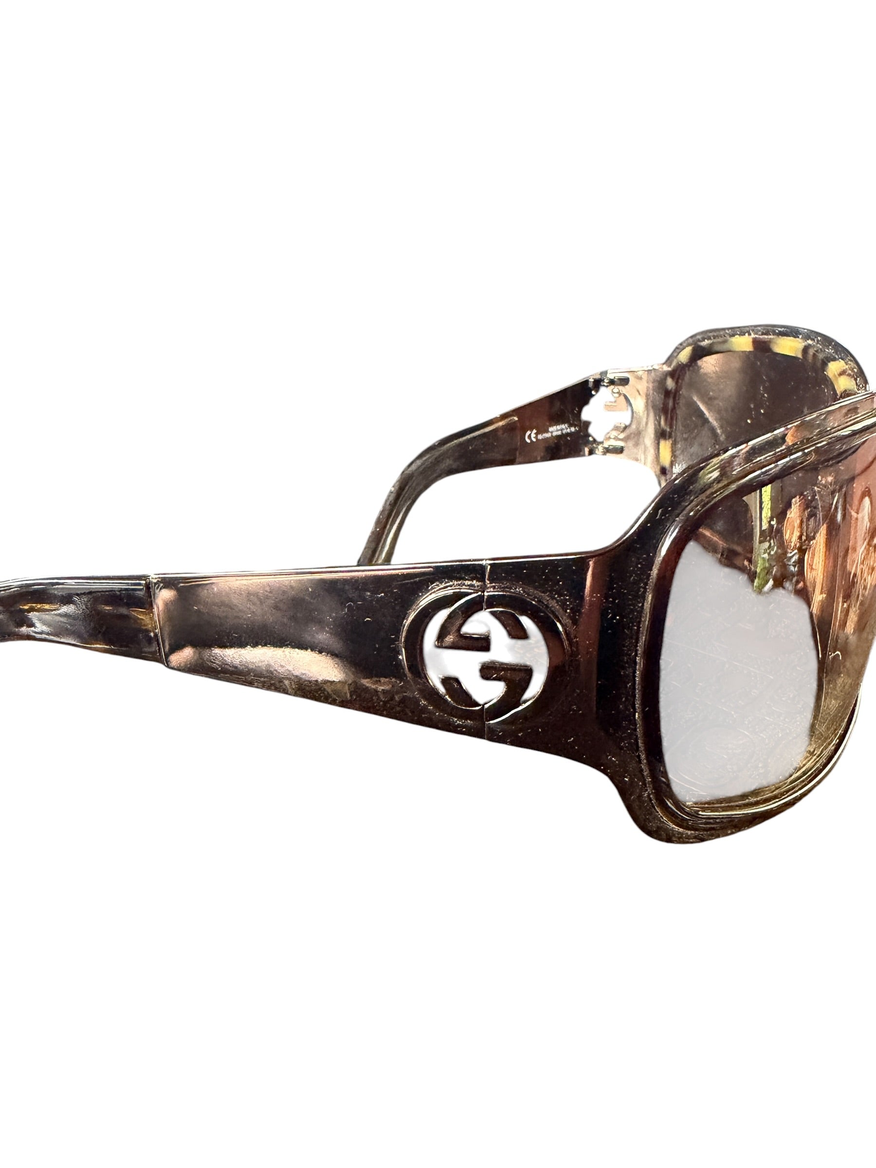 Gucci Tortoiseshell Wrap-Around Sunglasses