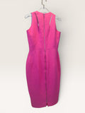 Victoria Beckham Fucshia Cutout Sheath Dress with Contoured Seams and Flared Skirt