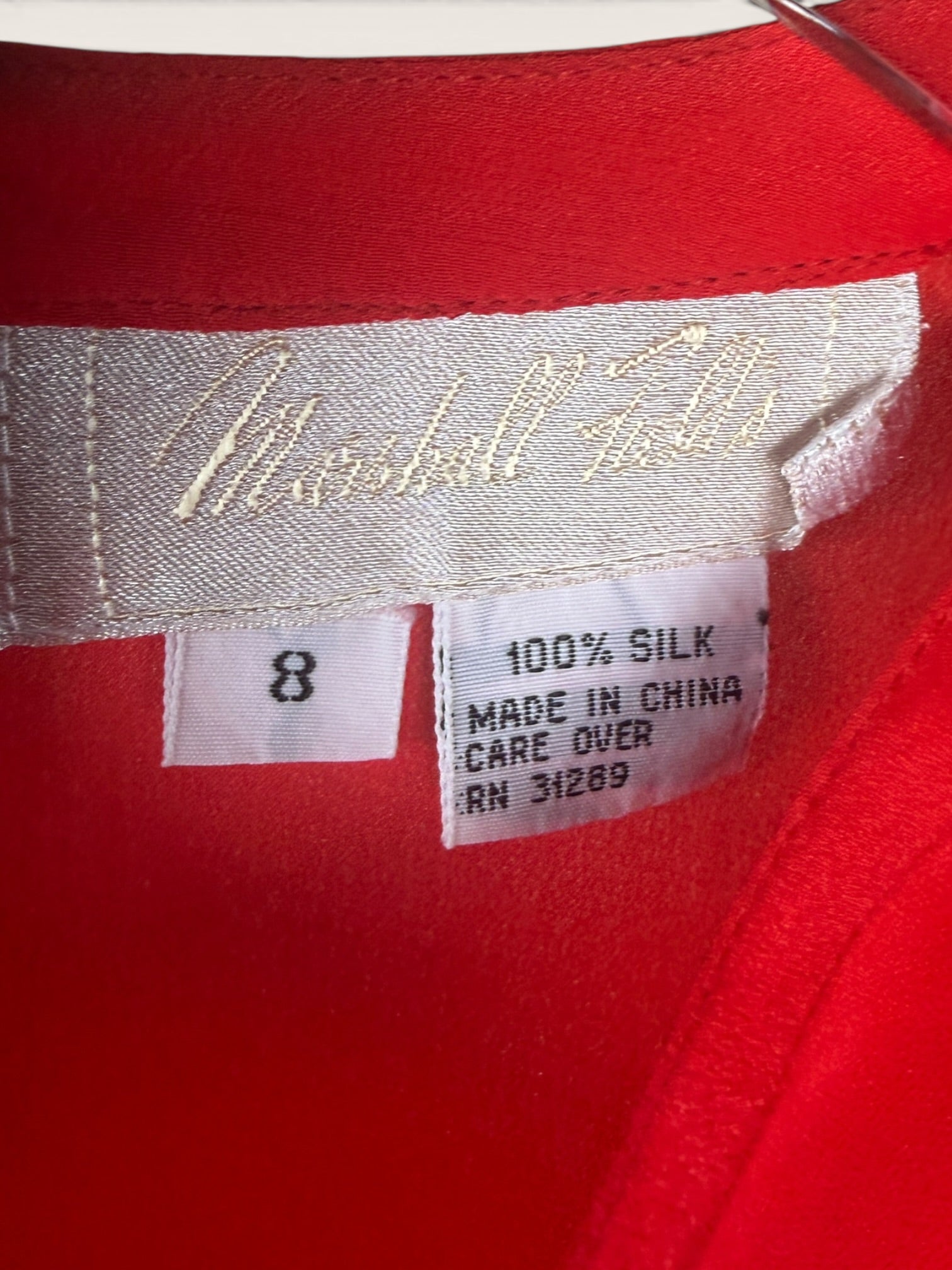 Mid-20th Century Red Silk Blouse with Button Front