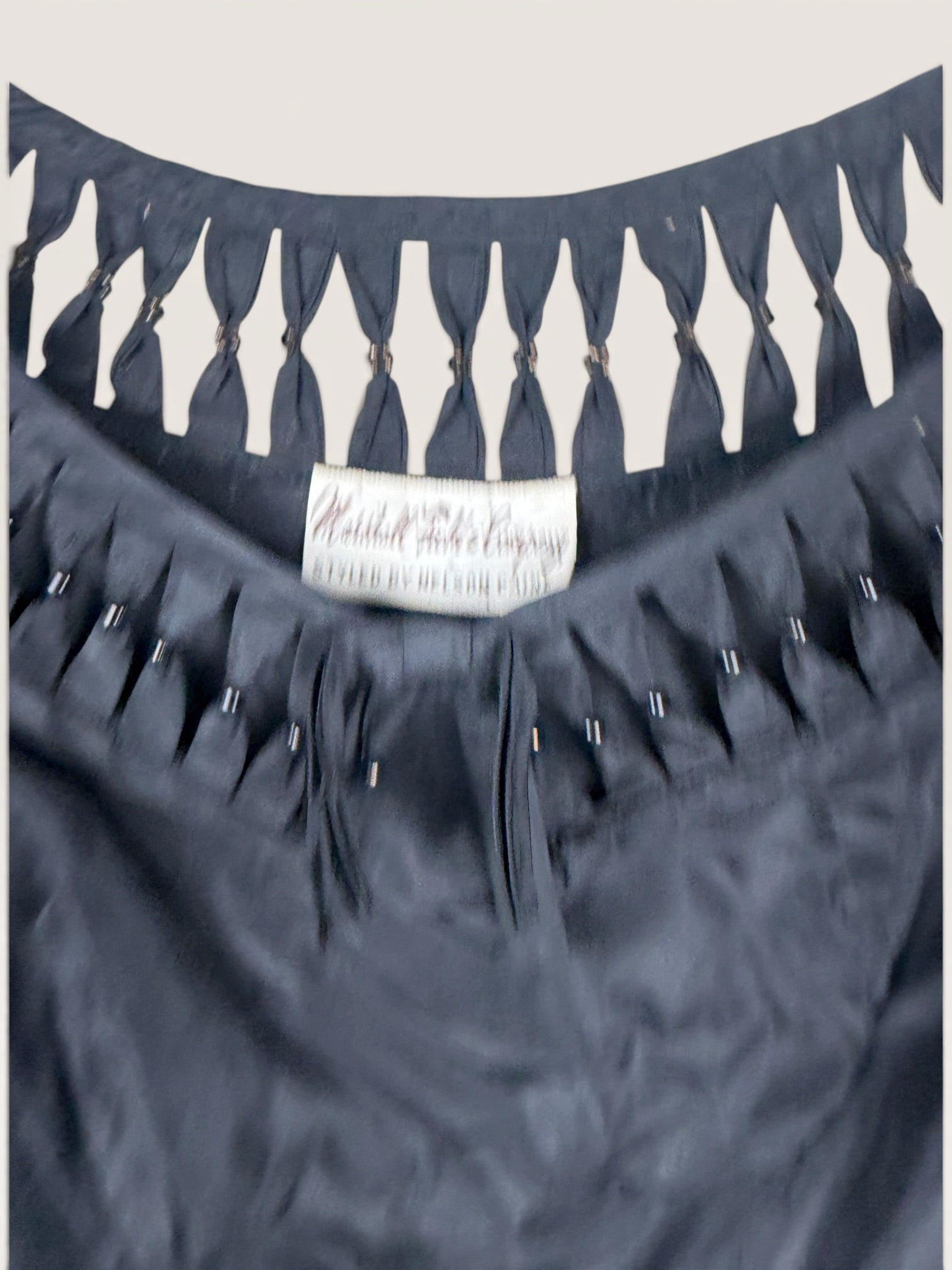 Black Ruffled Neckline Pleated Skirt Dress, Mid-20th Century