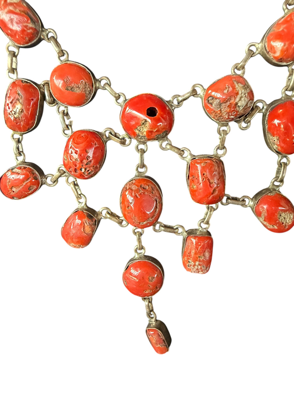Gold Chain Necklace with Red Charms