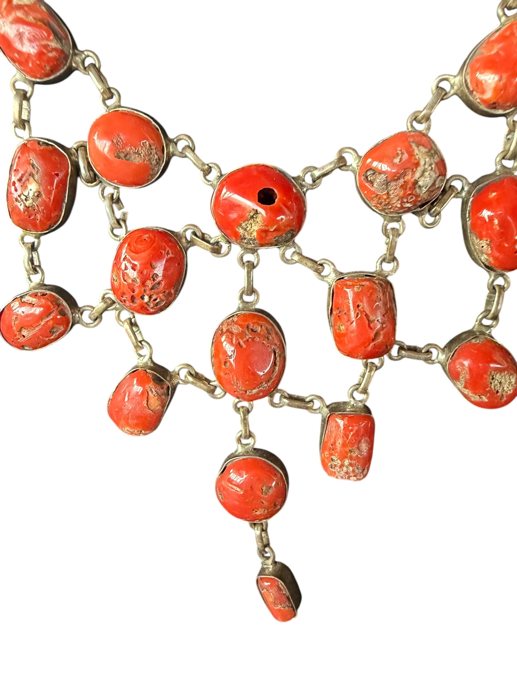 Gold Chain Necklace with Red Charms
