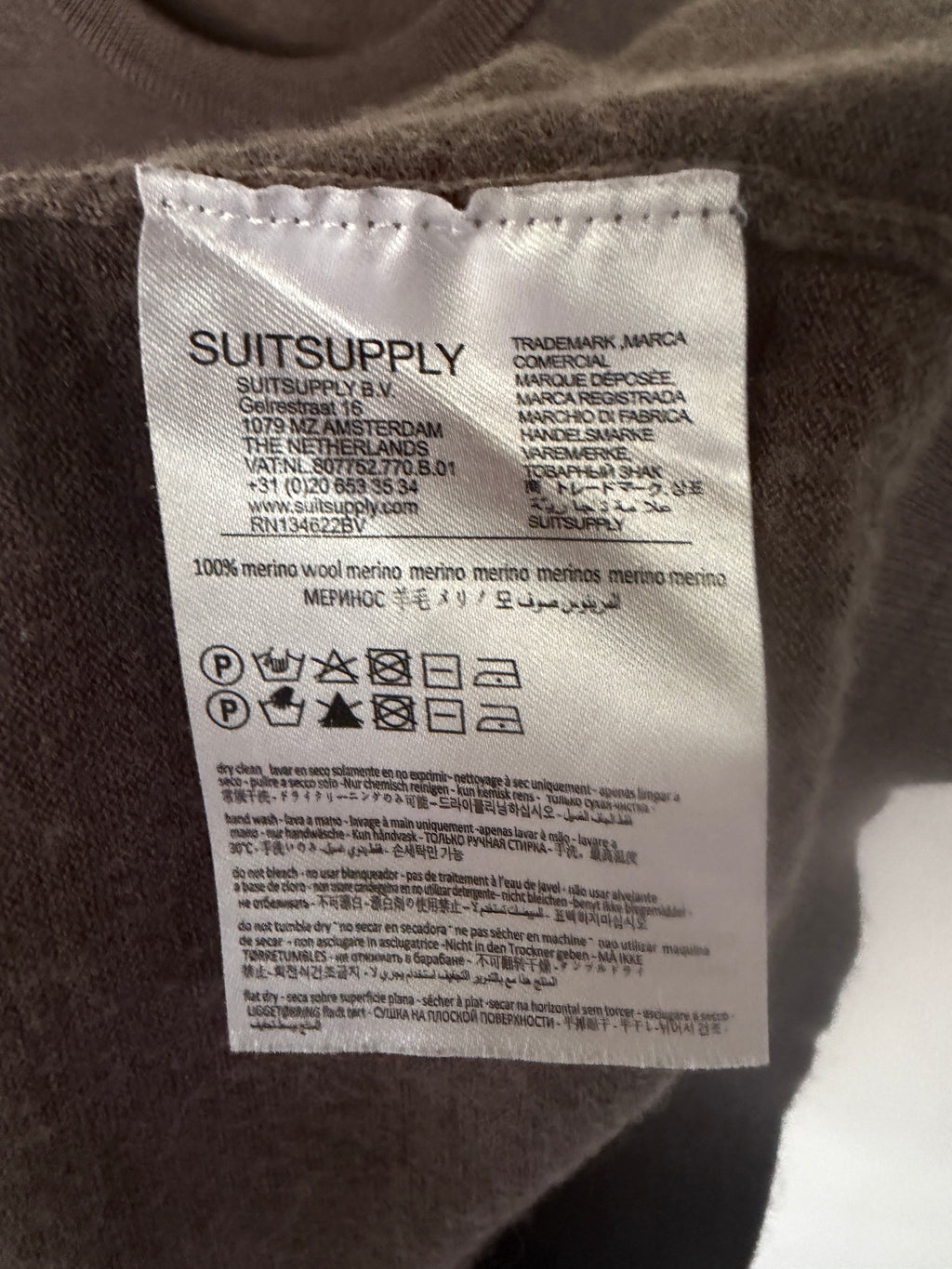 Suitsupply Taupe/Greige Merino Wool Crewneck Sweater - photo 5