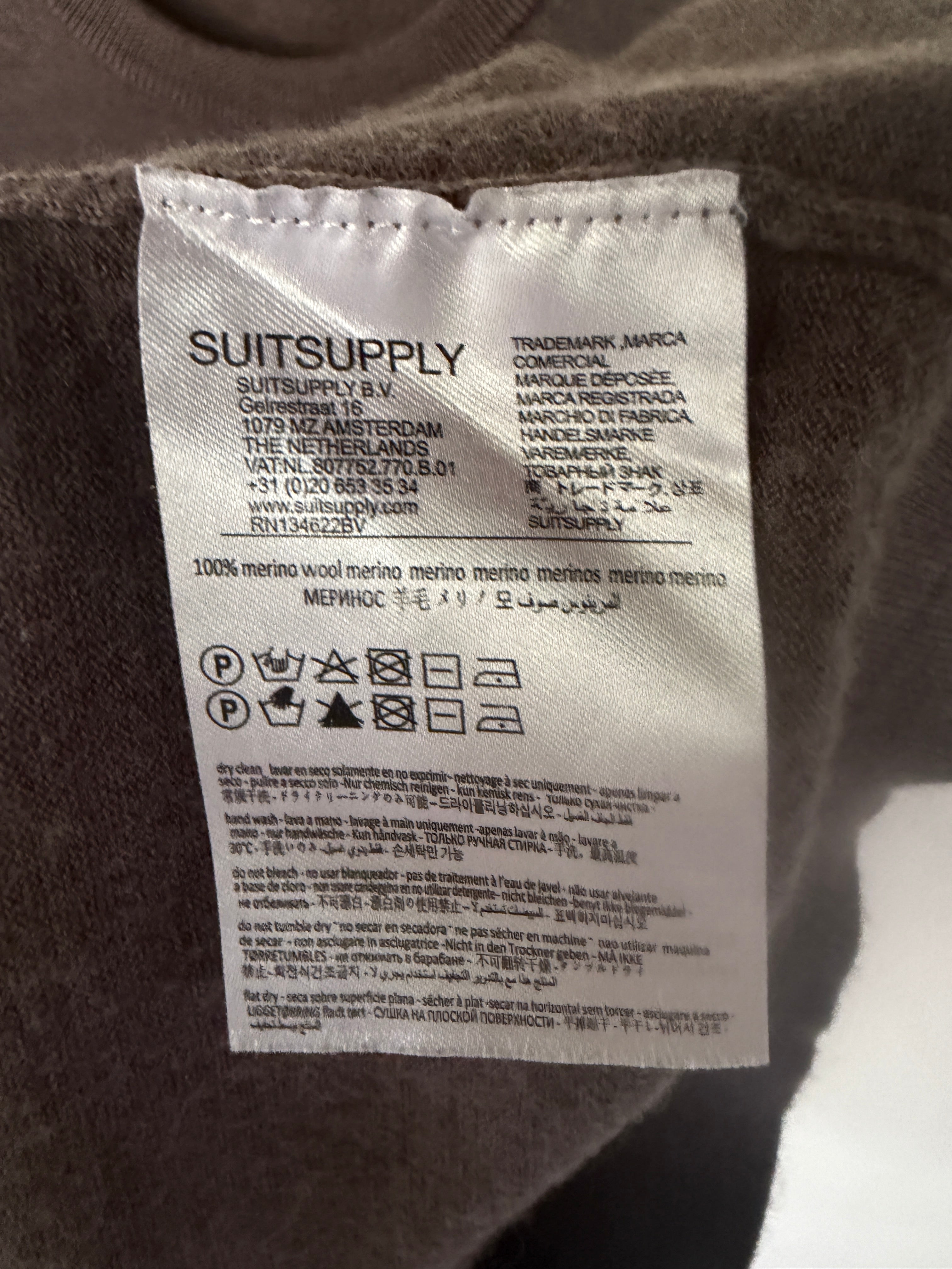 Suitsupply Taupe/Greige Merino Wool Crewneck Sweater - photo 5