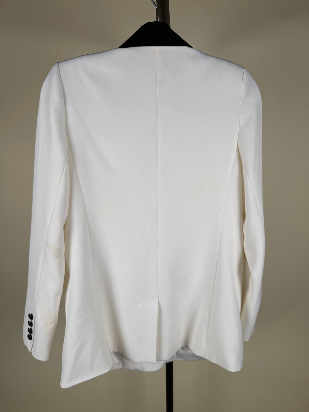 Generation Love Off-White Double-Breasted Tuxedo Blazer with Black/Navy Contrast - photo 7
