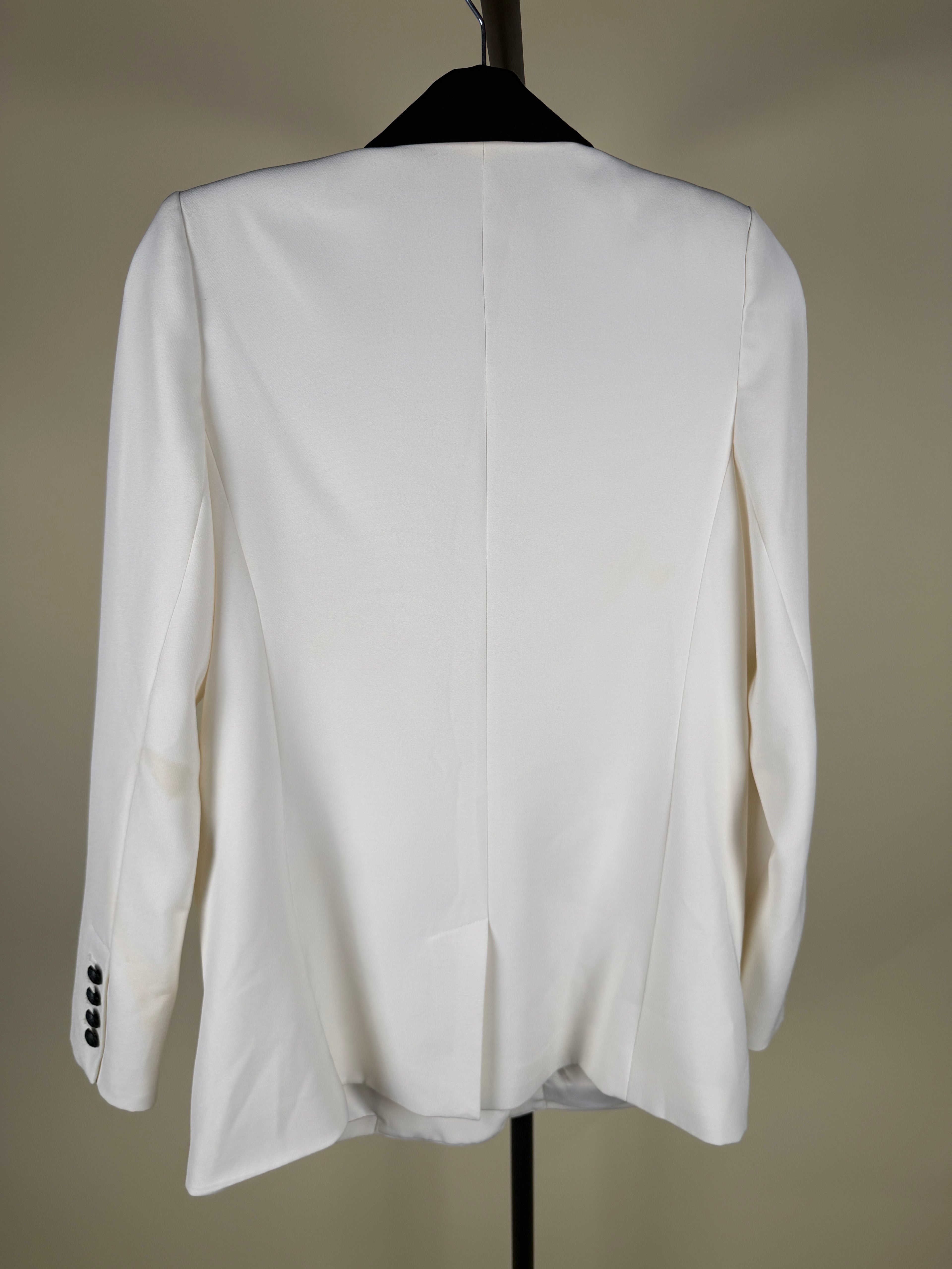 Generation Love Off-White Double-Breasted Tuxedo Blazer with Black/Navy Contrast - photo 7