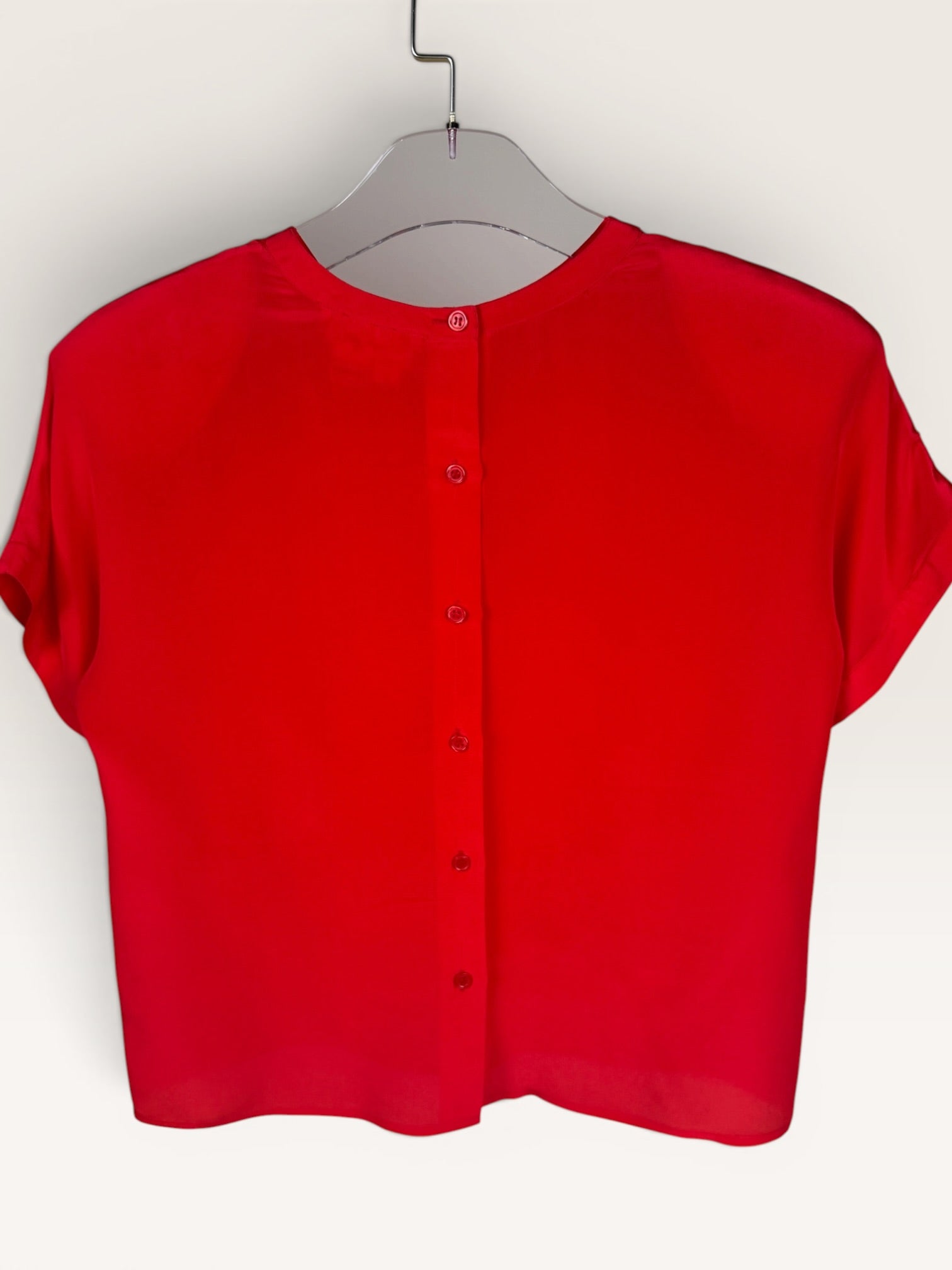 Mid-20th Century Red Silk Blouse with Button Front
