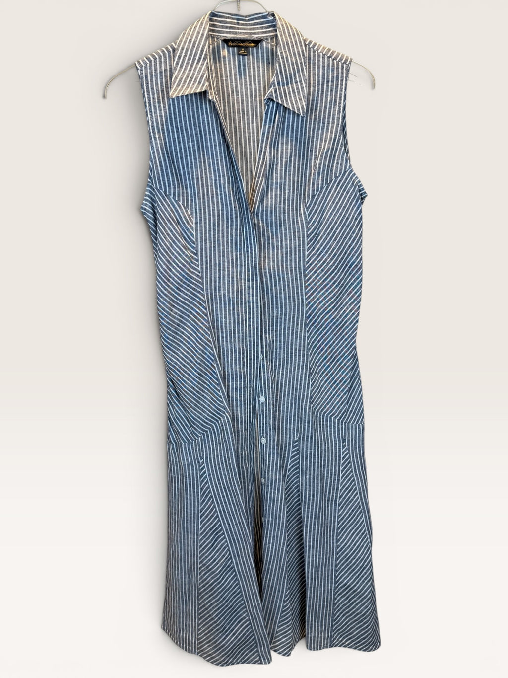 Brooks Brothers Blue and White Striped Sleeveless Dress
