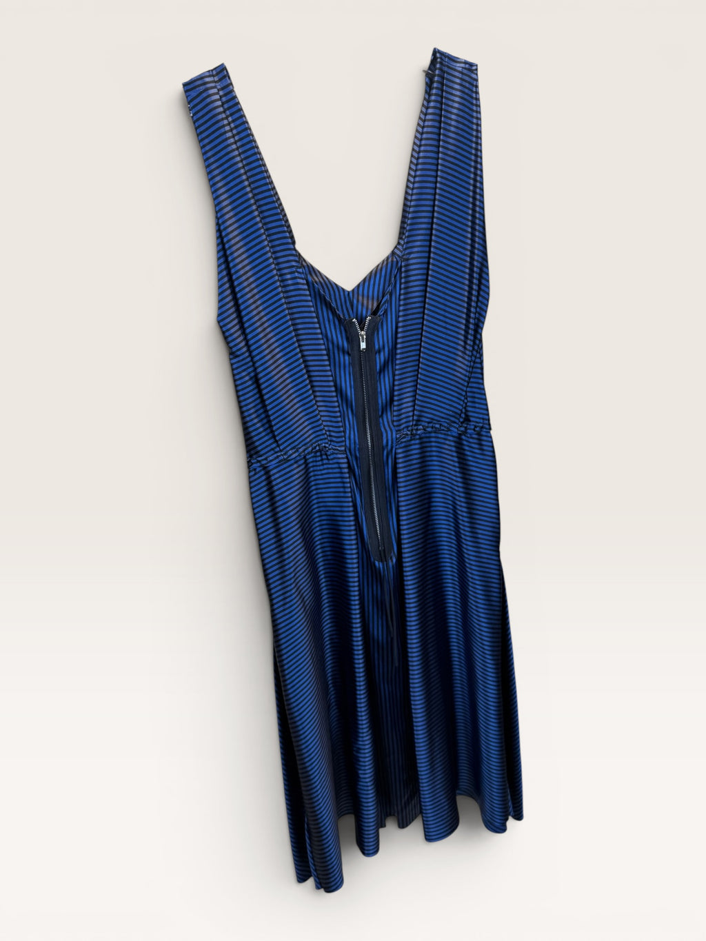 GRAYDN Blue and Black Striped Silk Dress
