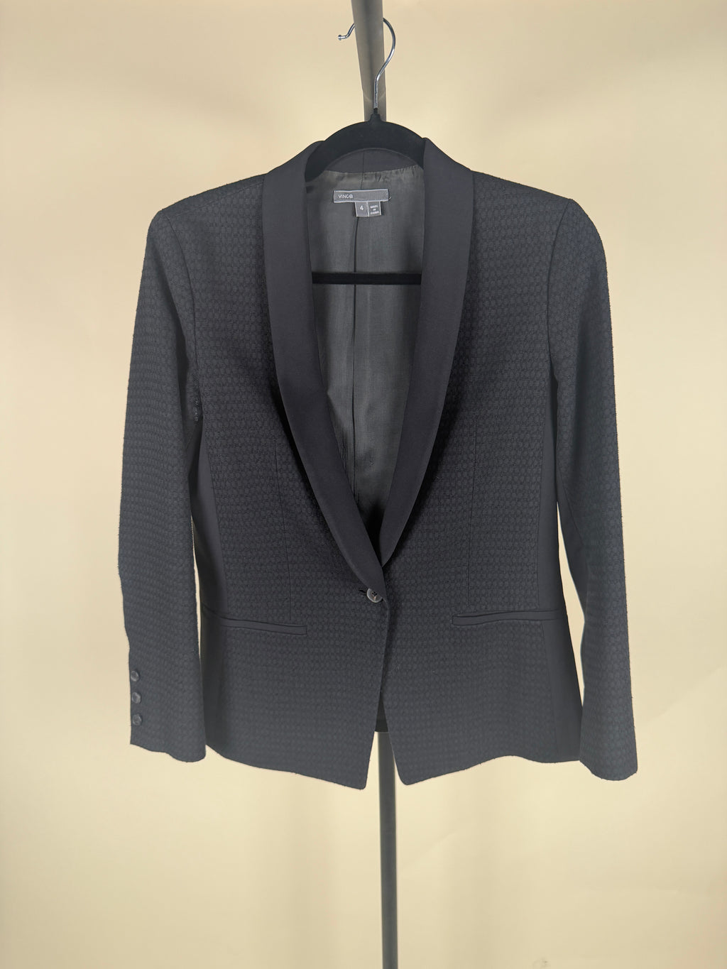 Vince Women's Tuxedo-Style Blazer in Black with Wool Contrast Panels - Size 4 - photo 6