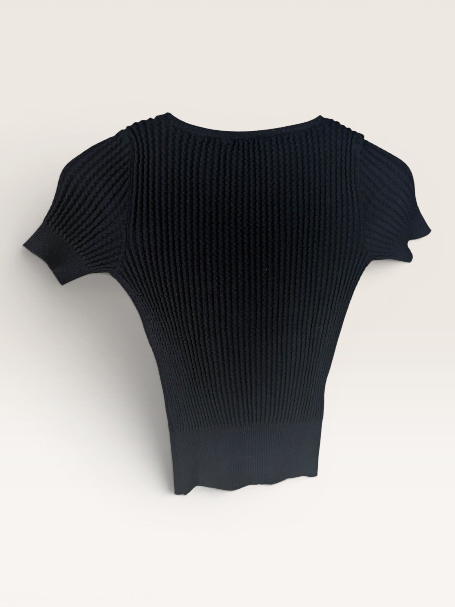 SAKS FIFTH AVE Black Ribbed Knit Top
