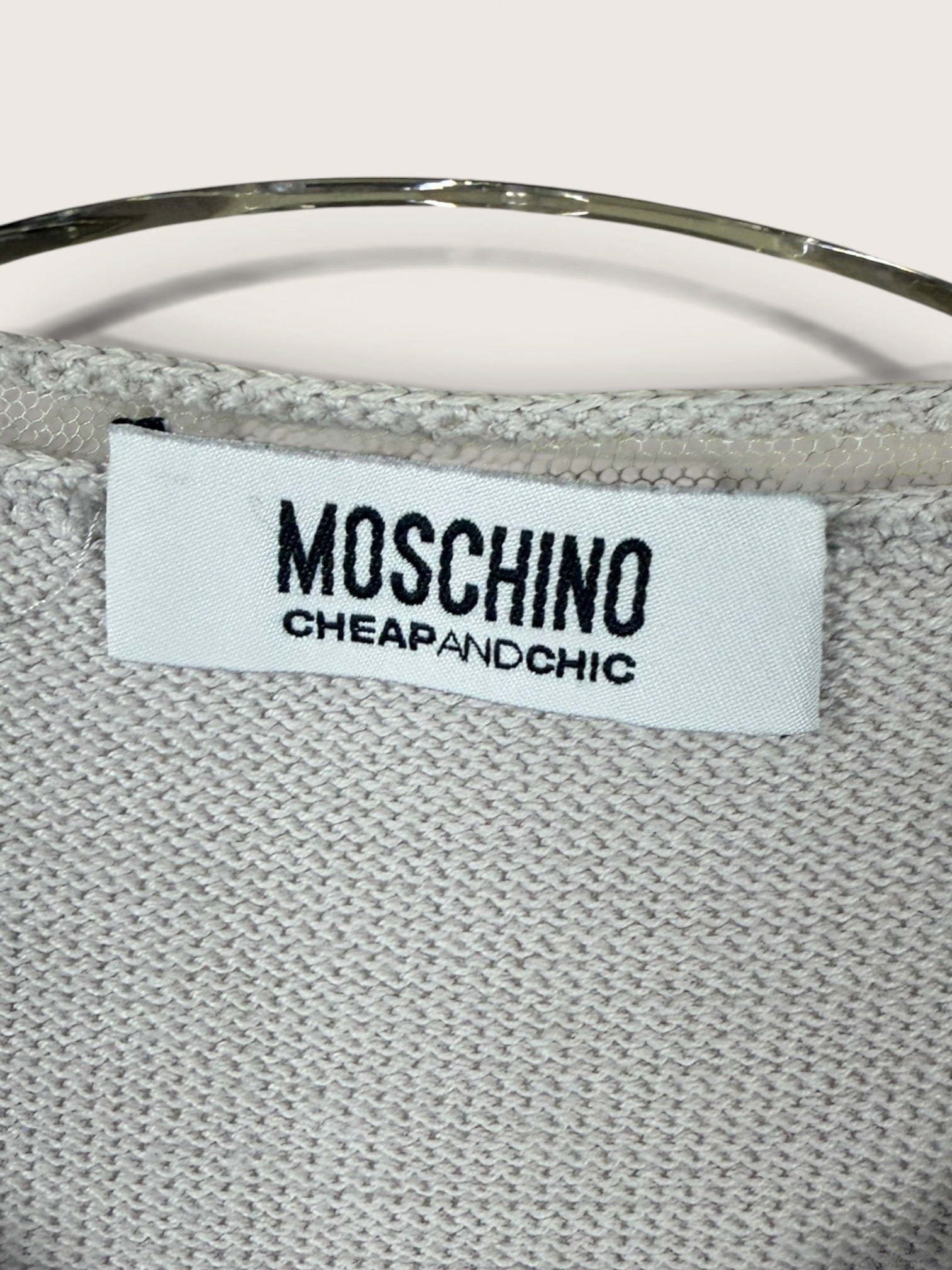 1990s Moschino Cheapandchic Gray Knit Sweater with Button Front