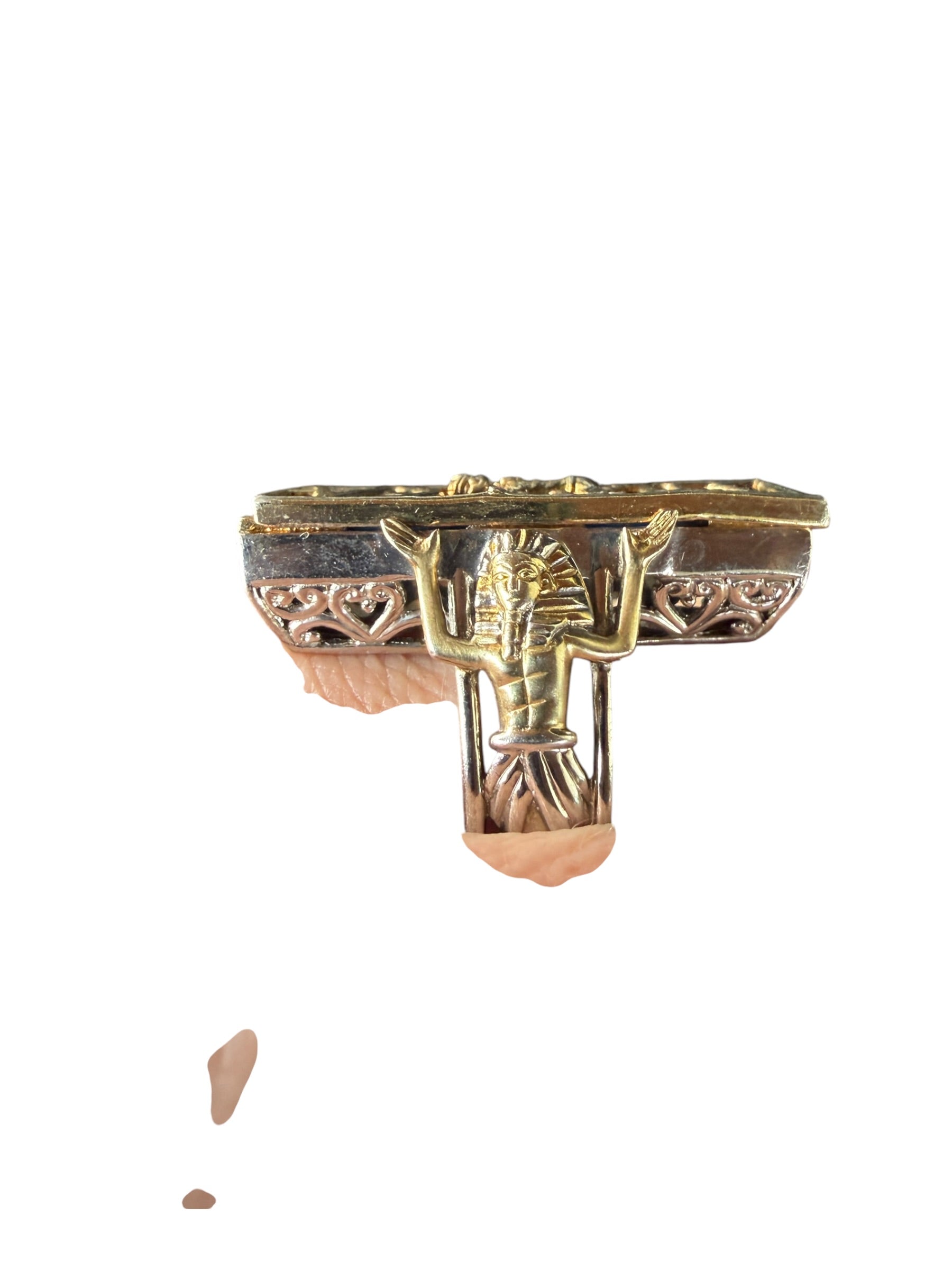 Gold-Tone Ring with Blue Enamel Detailing