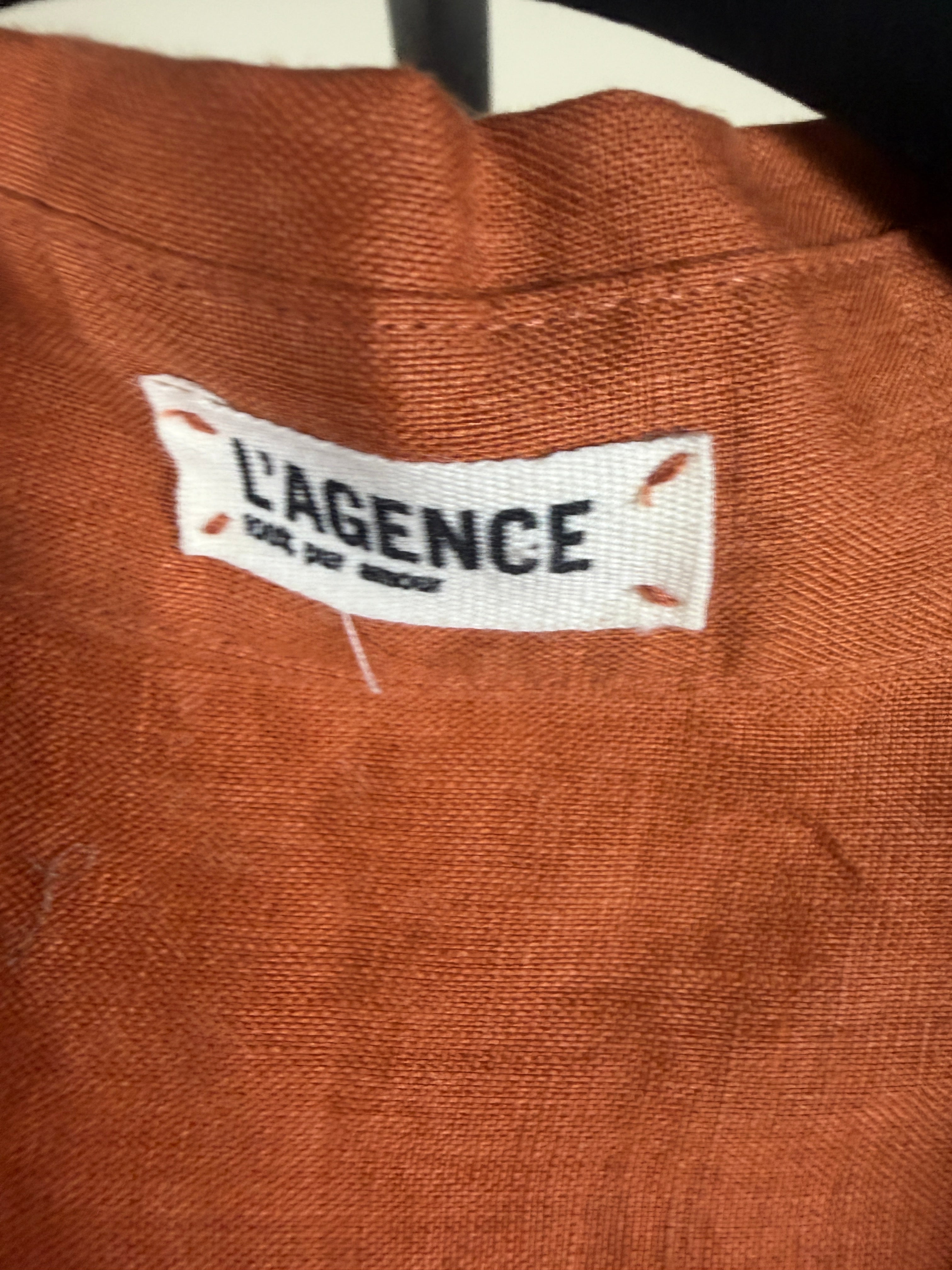 L'AGENCE Rust/Burnt Orange Linen Tunic with Lace-Up Neckline - photo 8