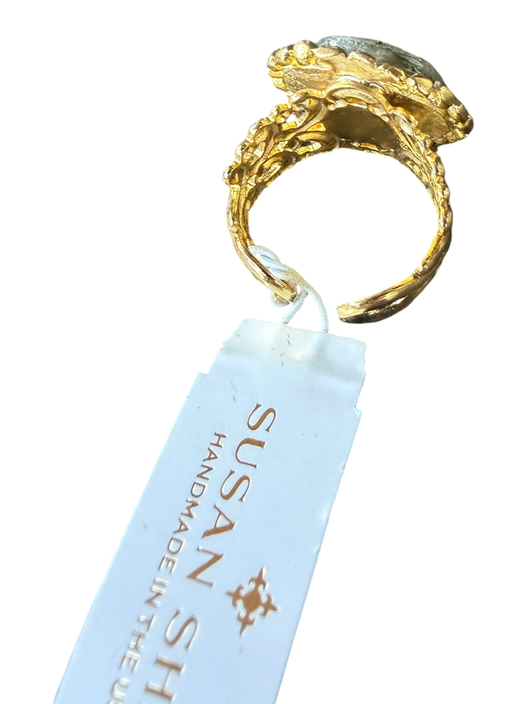 Susan Shaw Gold Ring with Light Blue Stone
