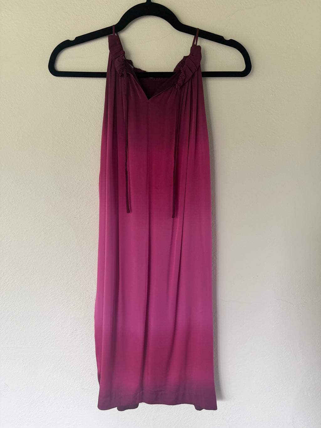 Vince Ombre Silk Midi Dress in Deep Plum to Hot Pink Gradient - photo 3