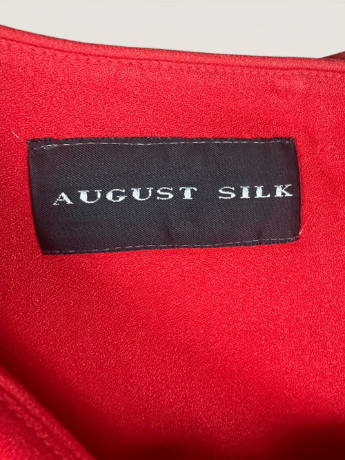 August Silk Solid Red Silk Dress