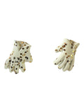 Vintage Hands White Earrings with Metallic Speckles