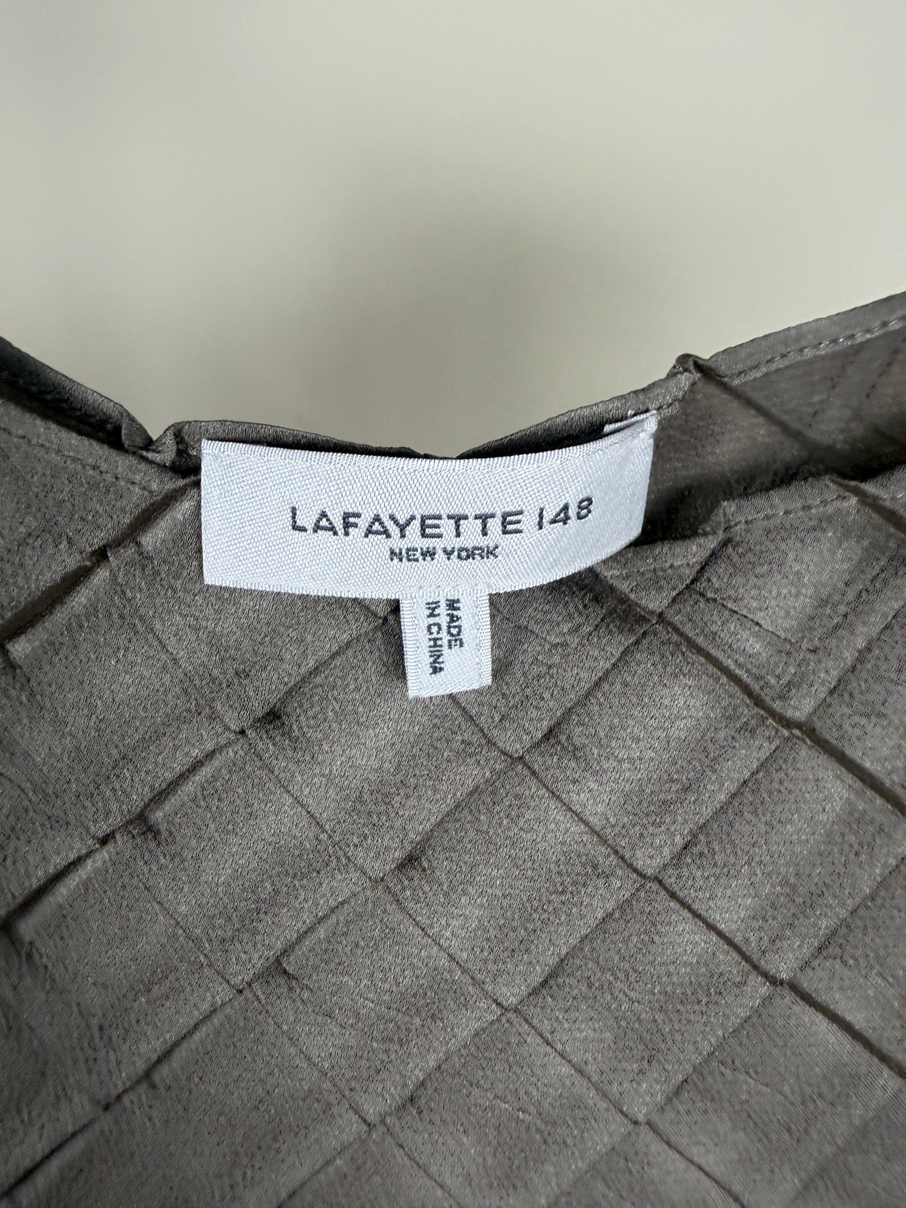 Lafayette 148 New York Grey Midi Shift Dress with Diamond Quilted Texture - photo 8