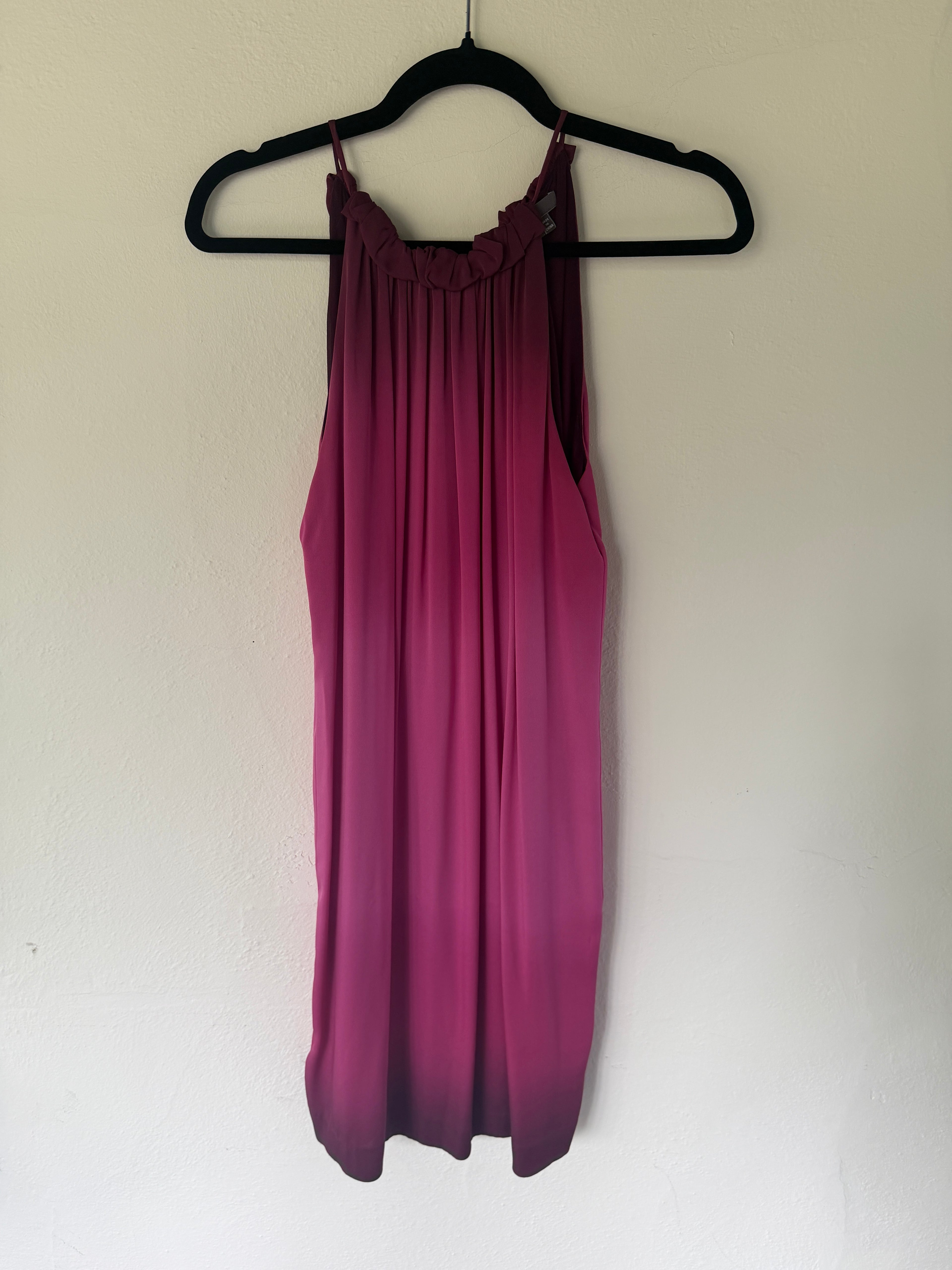 Vince Ombre Silk Midi Dress in Deep Plum to Hot Pink Gradient - photo 4