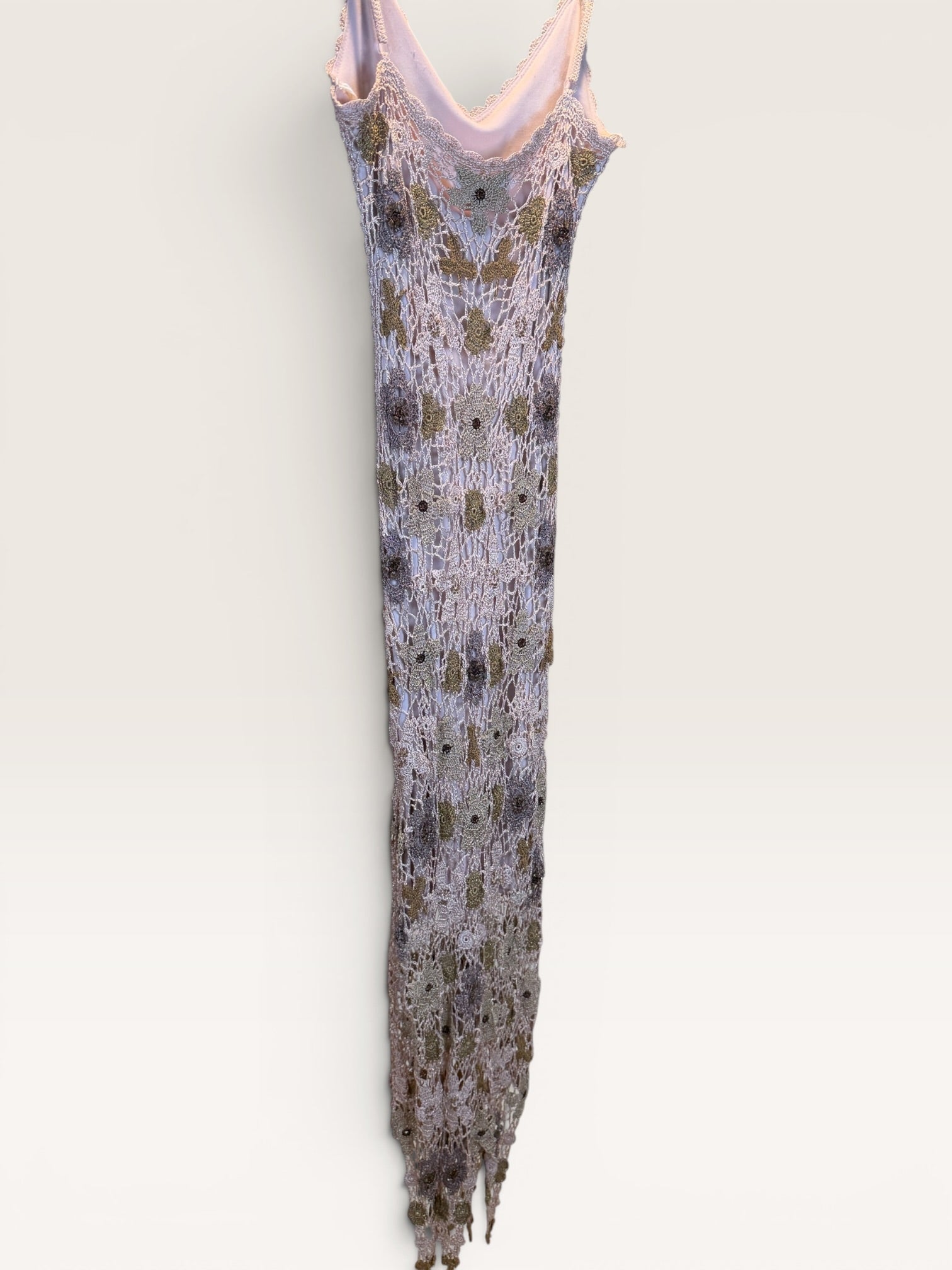 Sue Wong Crochet Lurex Maxi Dress