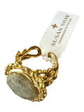 Susan Shaw Gold Ring with Light Blue Stone