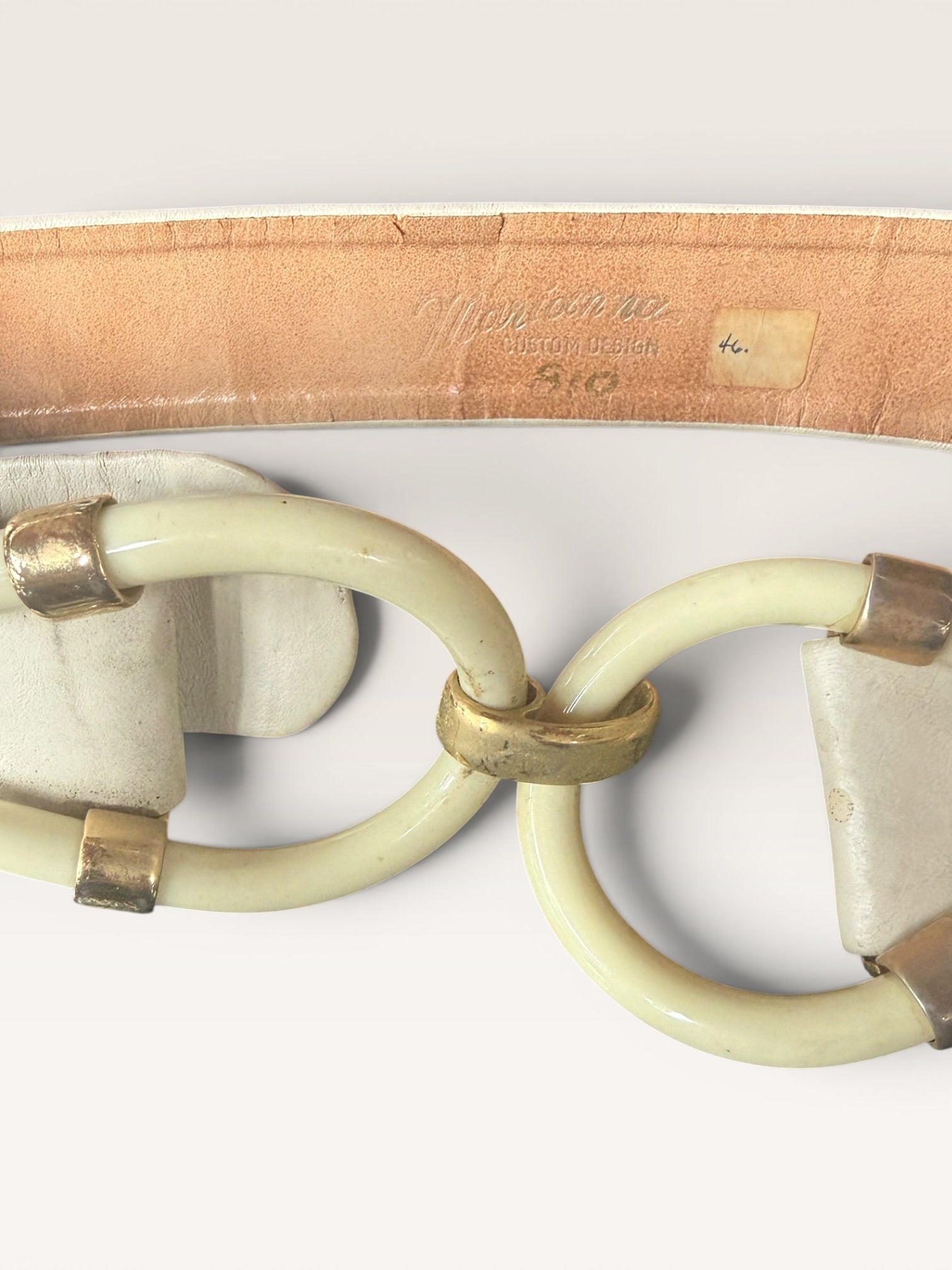 Monbon Co Vintage Leather Belt with Double Rings and Custom Design