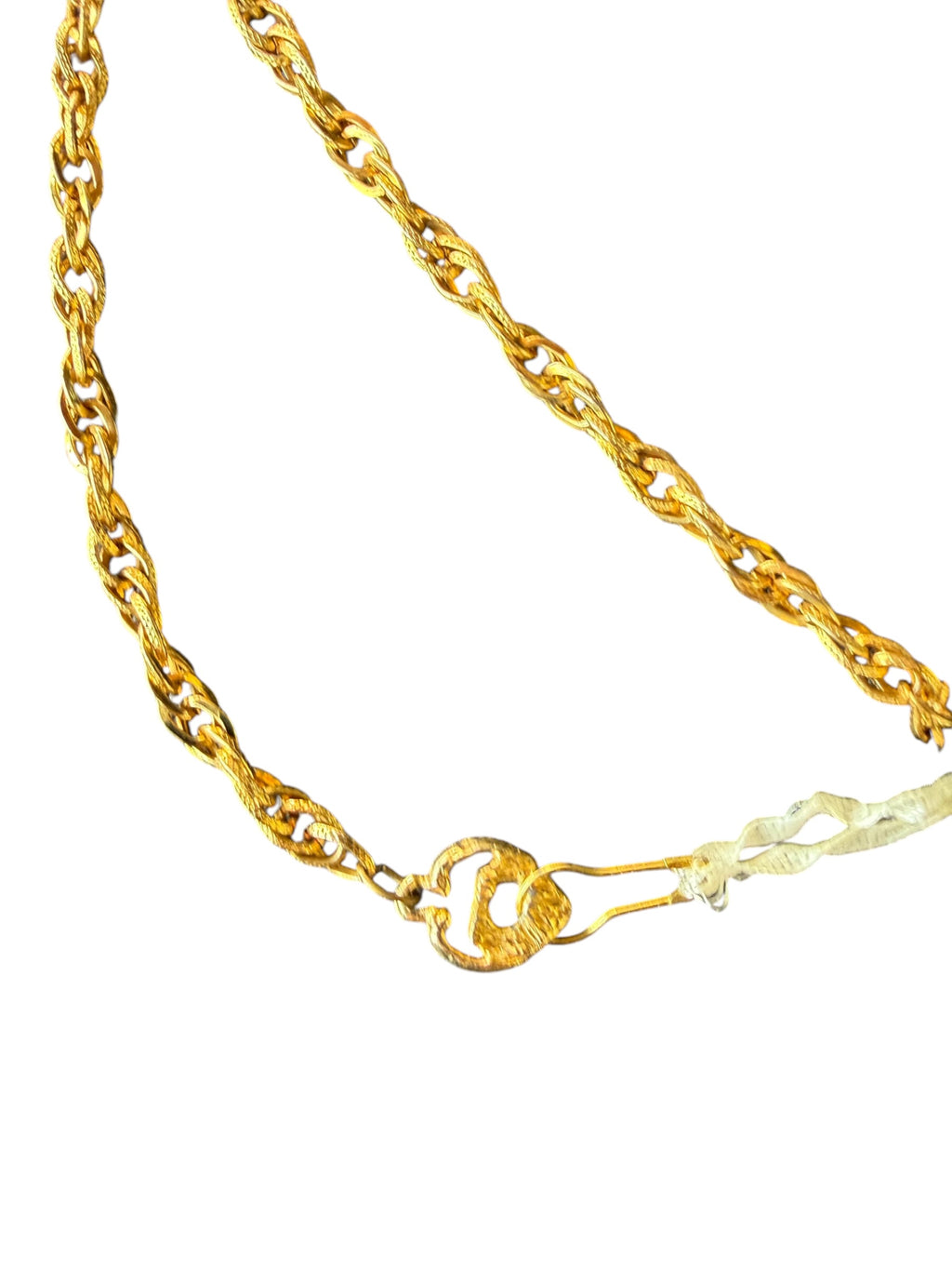 Vintage Gold Chain Pendant Necklace with Pink Diamond-Shaped Pendant