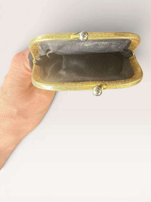 Black and Gold Embroidered Clutch