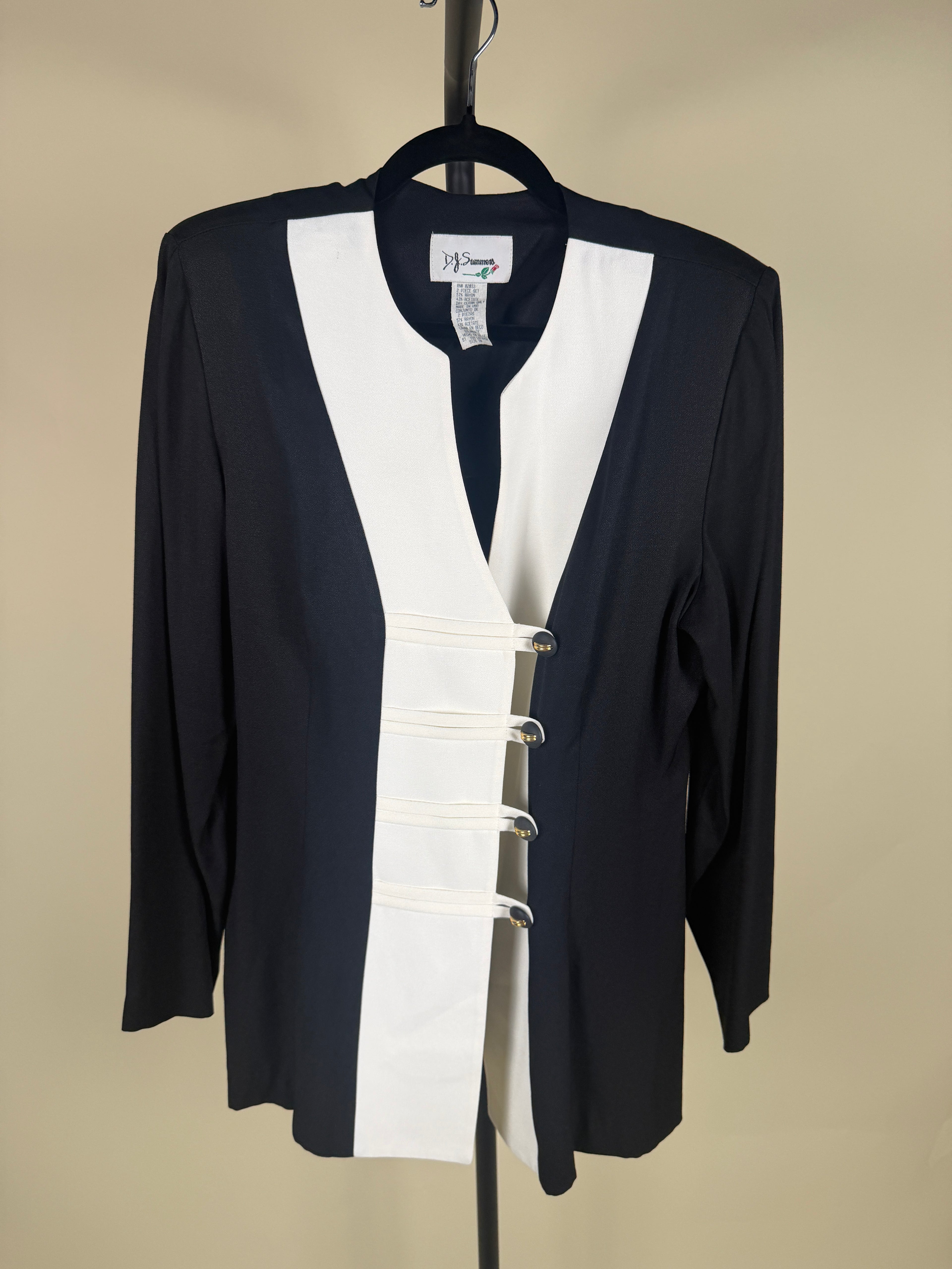 D.J. Summers Black and White Color-Block Blazer (1980s) - 57% Rayon / 43% Acetate - photo 6
