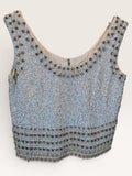 1960s Beaded Crop Top with Fringe - Made in Hong Kong British Crown Colony