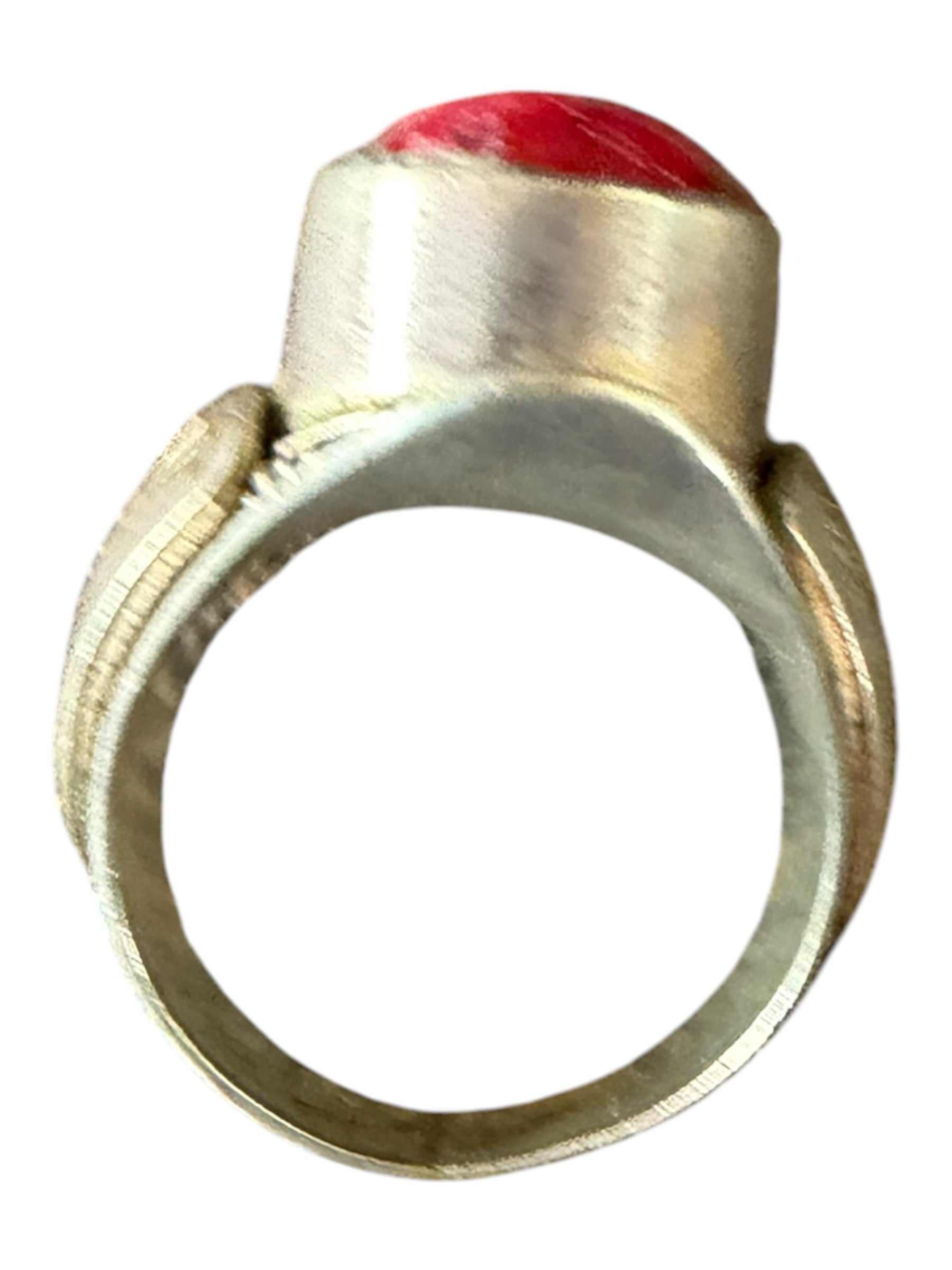 Gold-Tone Chunky Ring with Red Faceted Stone