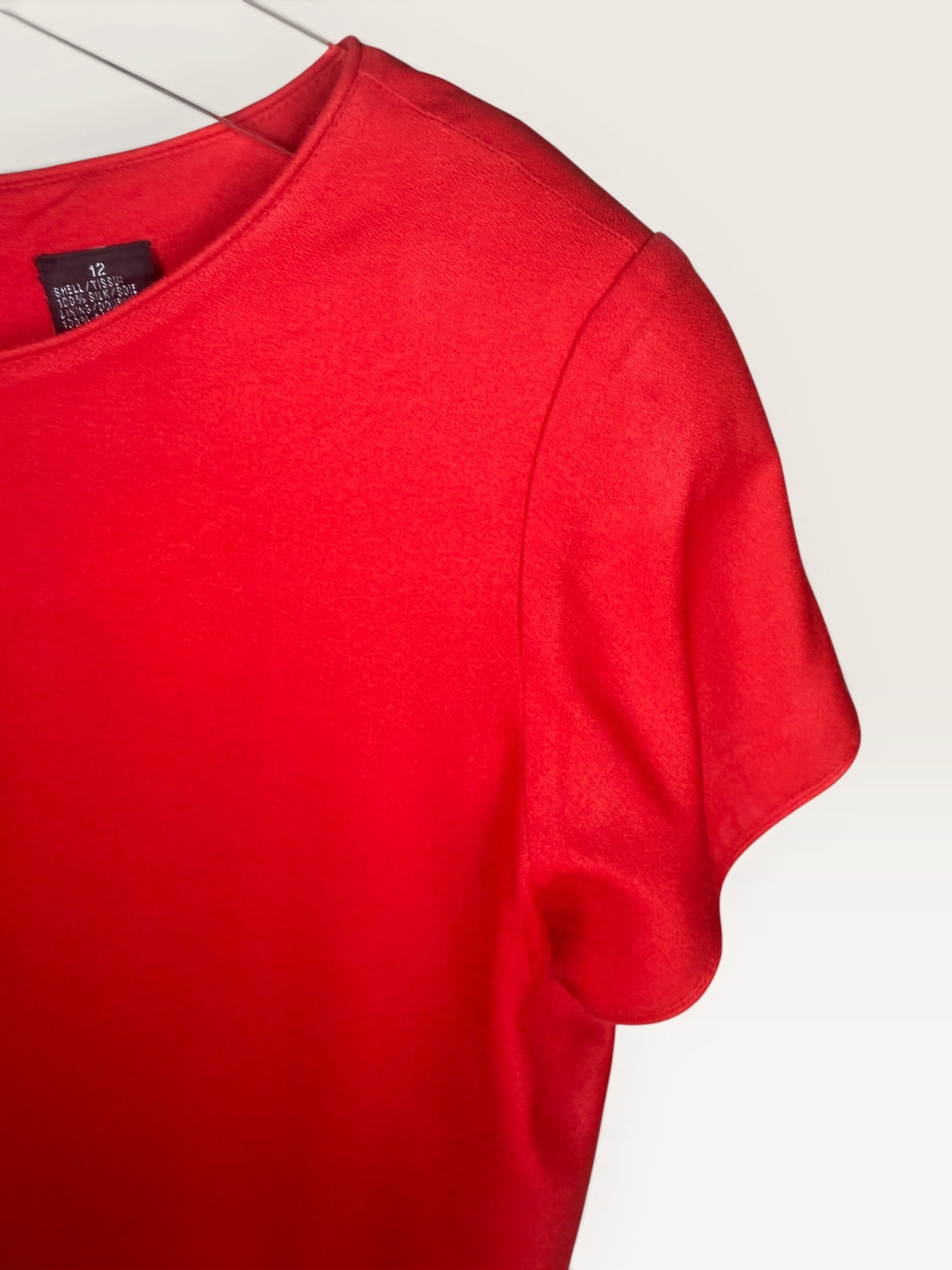 August Silk Red Short-Sleeved Dress