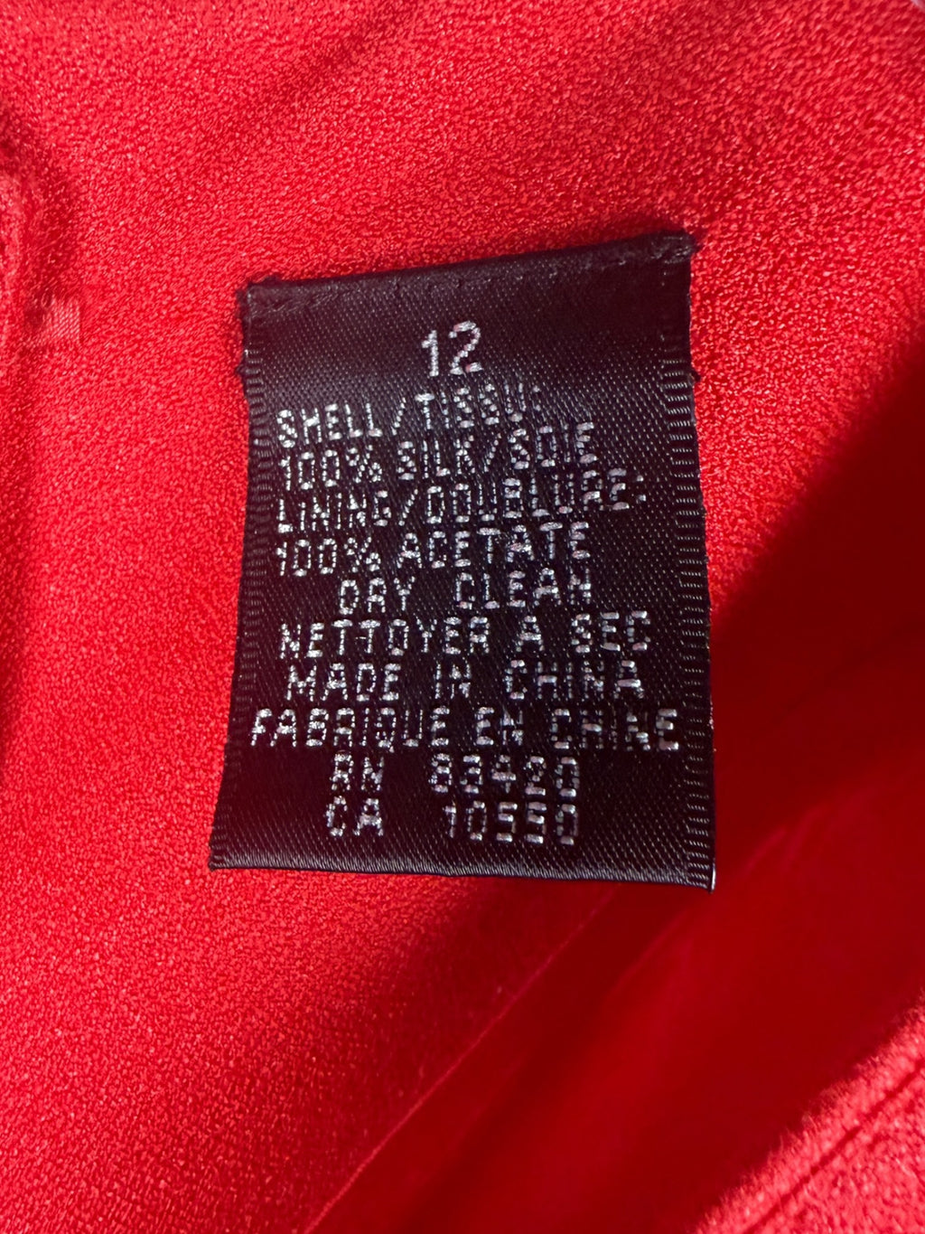 August Silk Solid Red Silk Dress