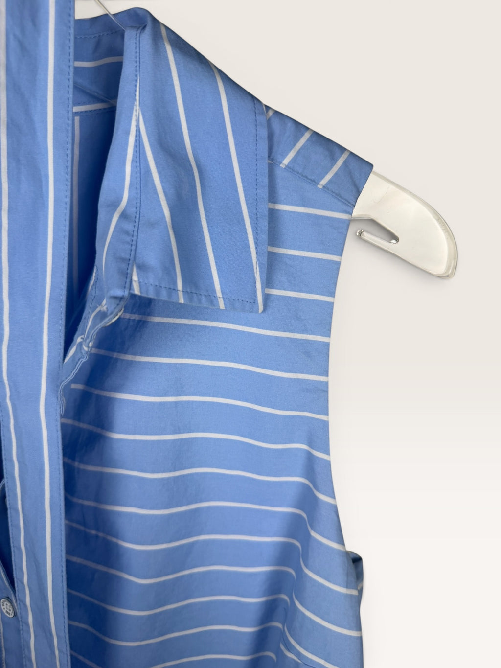Brooks Brothers Sleeveless Shirtdress in Striped Blue and White