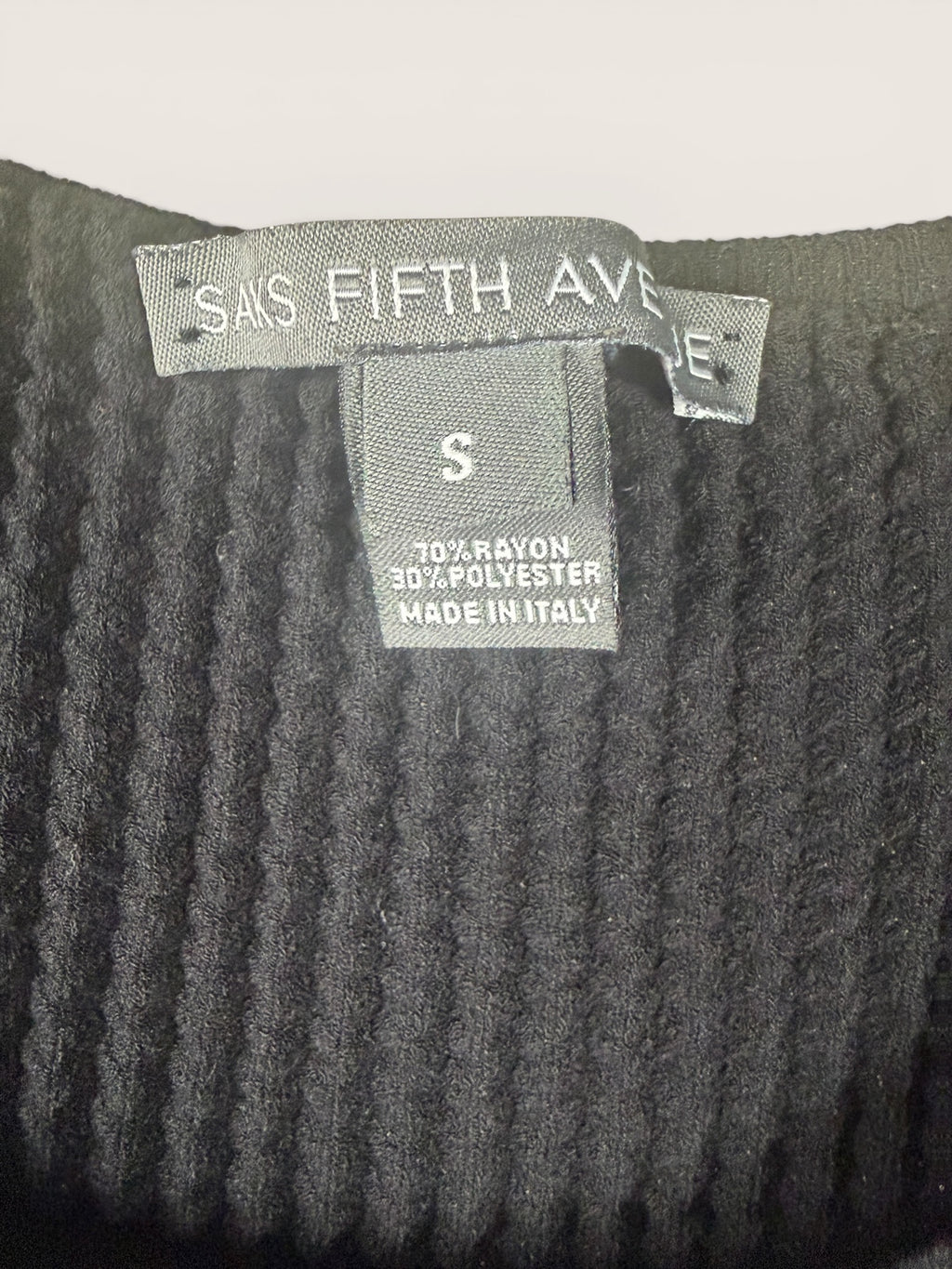SAKS FIFTH AVE Black Ribbed Knit Top