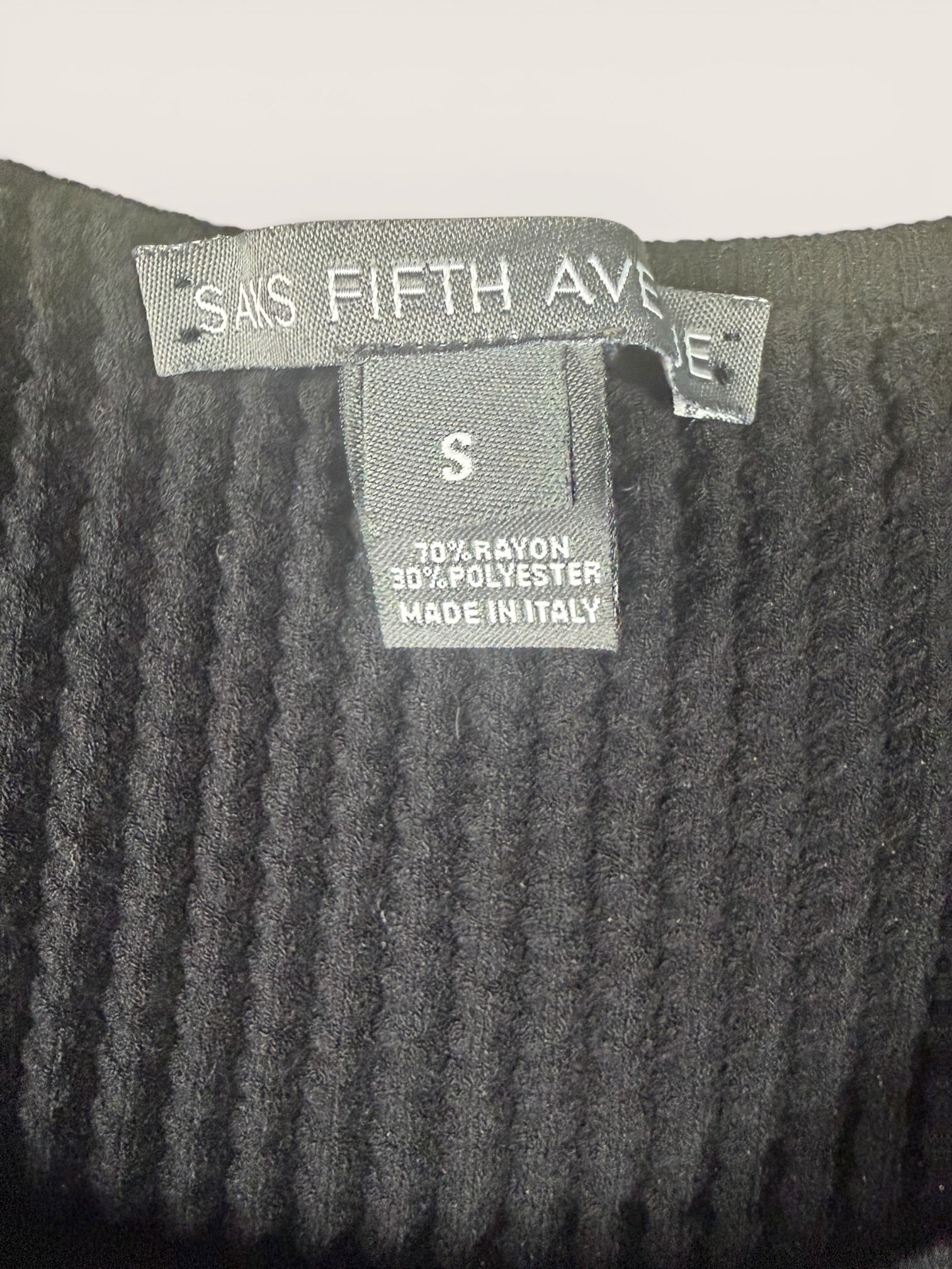 SAKS FIFTH AVE Black Ribbed Knit Top