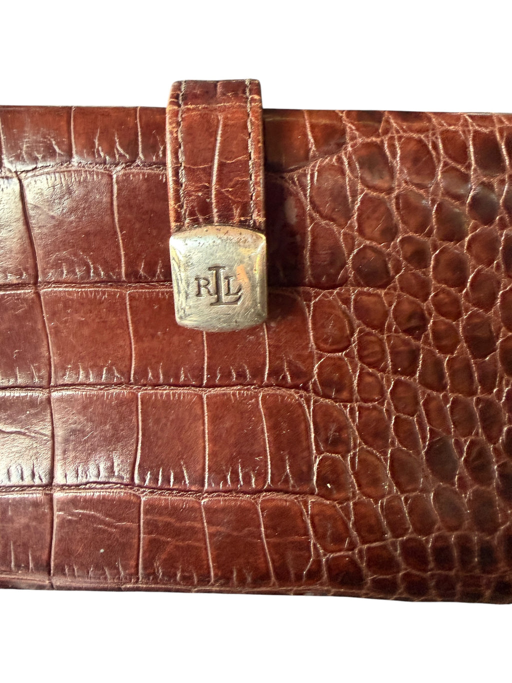 RRL Vintage Leather Wallet with Crocodile Embossing