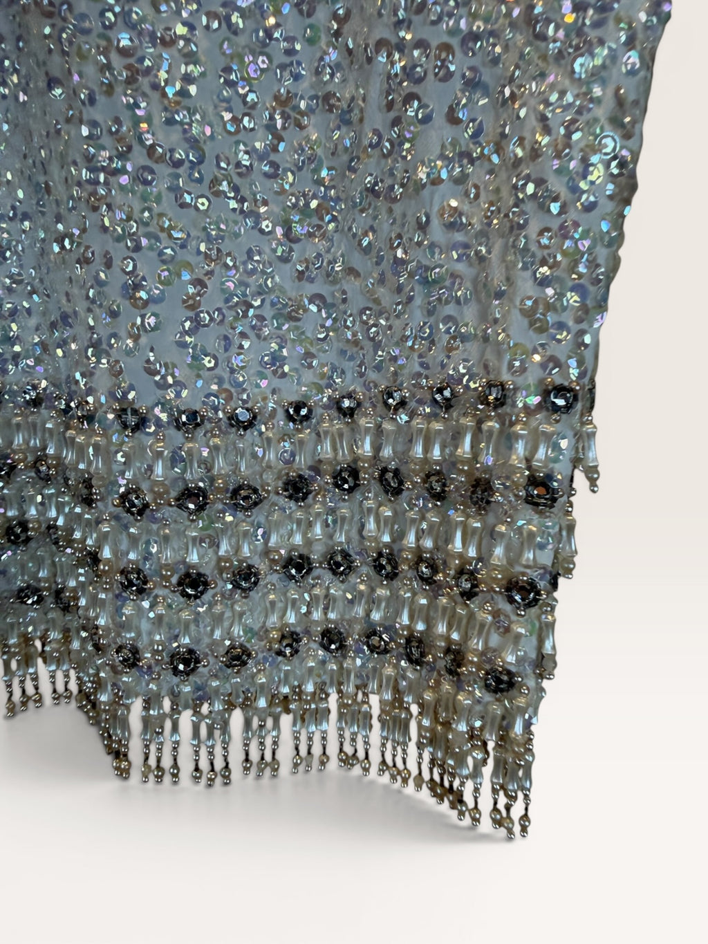 1960s Beaded Crop Top with Fringe - Made in Hong Kong British Crown Colony
