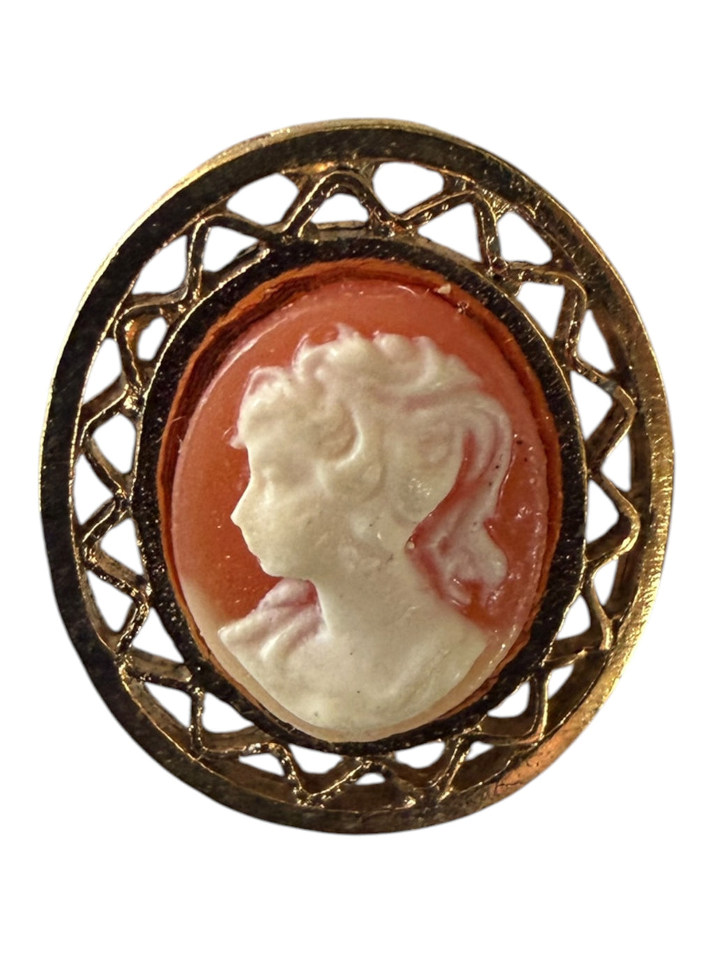 Ameritec Cameo Earrings in Orange, Brown, and White