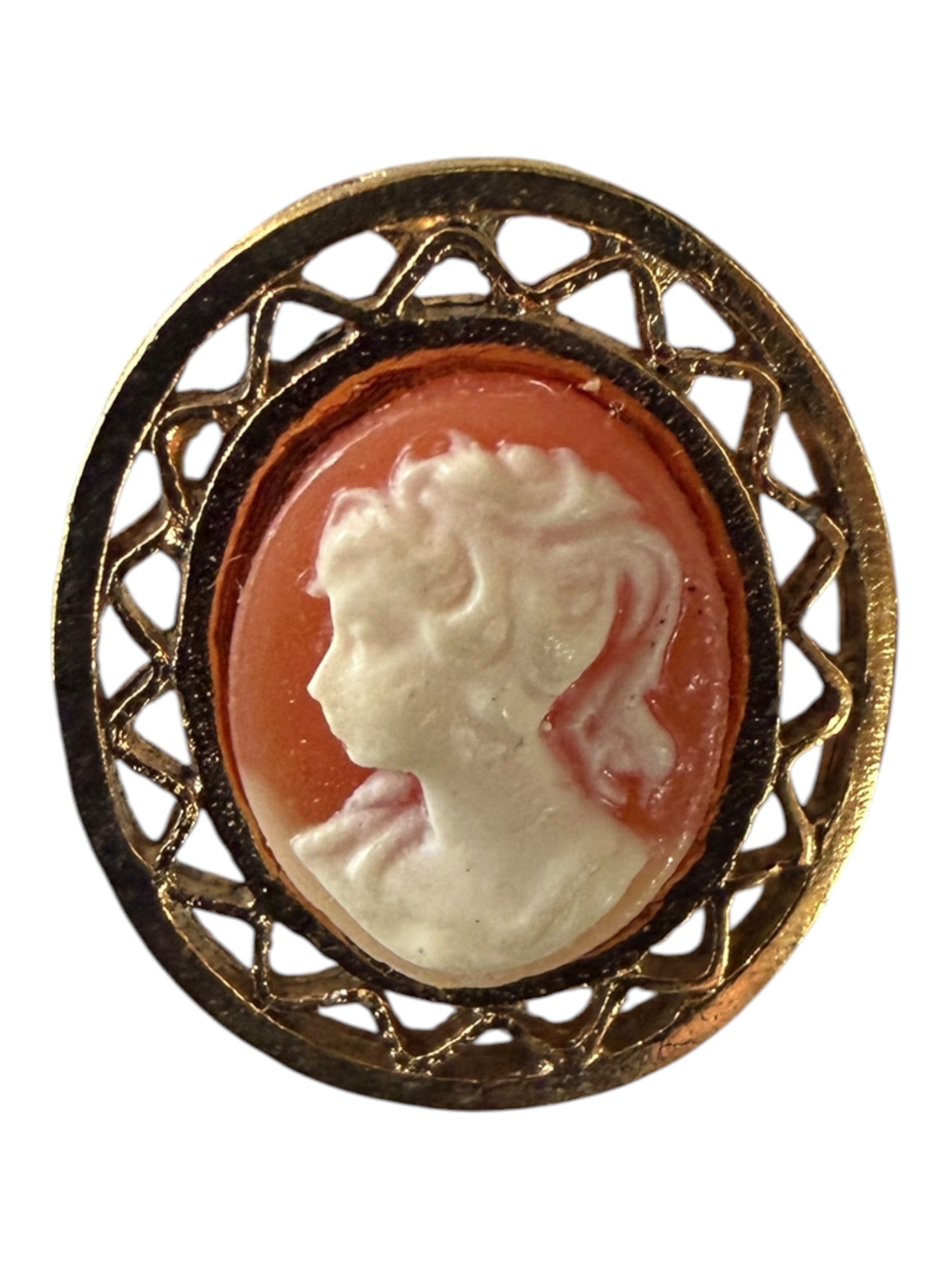 Ameritec Cameo Earrings in Orange, Brown, and White