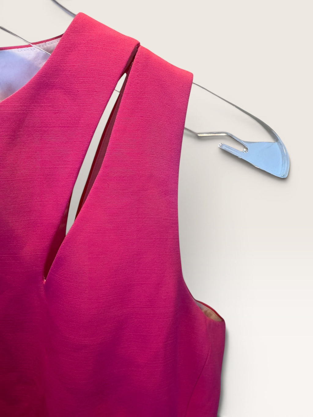 Victoria Beckham Fucshia Cutout Sheath Dress with Contoured Seams and Flared Skirt